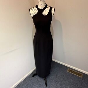 Andrea Polizzi for Rex Lester Black Asymmetrical Cutout Maxi Gown Dress Size 4